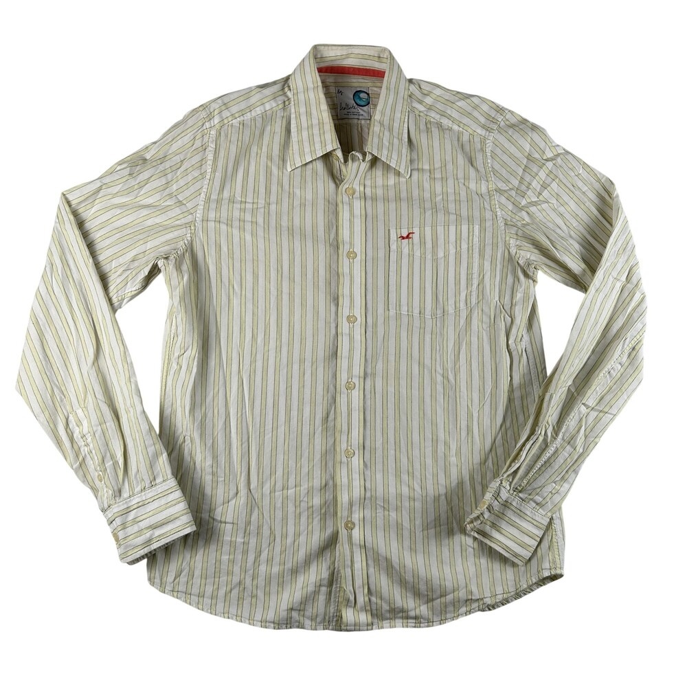 Vintage Hollister Shirt Mens Large Stripe Long Sleeve Button Up Slim Woven Y2K